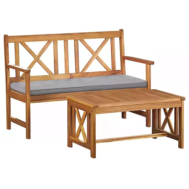 Outdoor Sets-Kirklands Home Blue X-Back Acacia Wood 2-pc. Outdoor Living Set