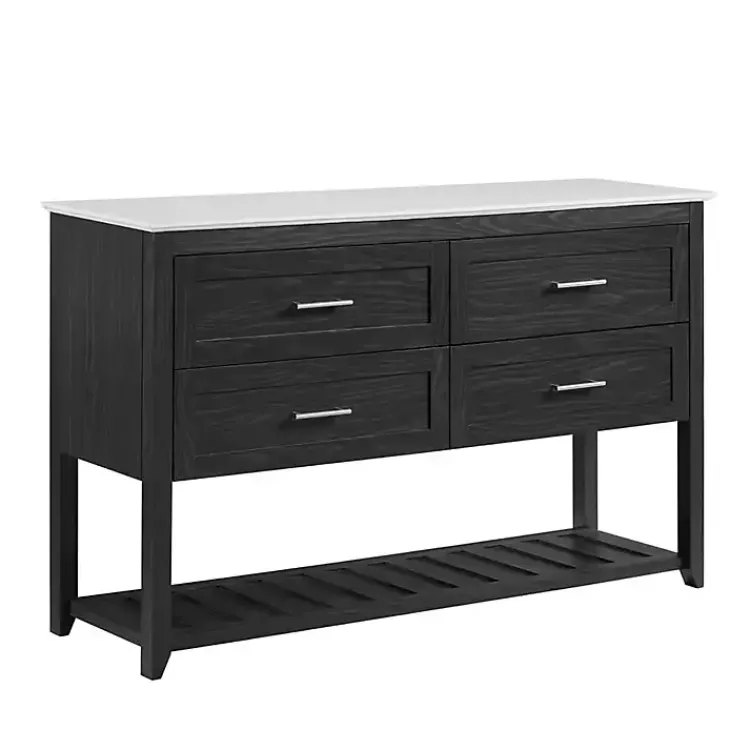 Cabinets & Sideboards-Kirklands Home Graphite Wood Storage Buffet with Faux Marble Top