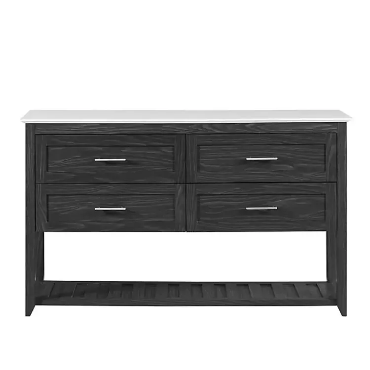 Cabinets & Sideboards-Kirklands Home Graphite Wood Storage Buffet with Faux Marble Top