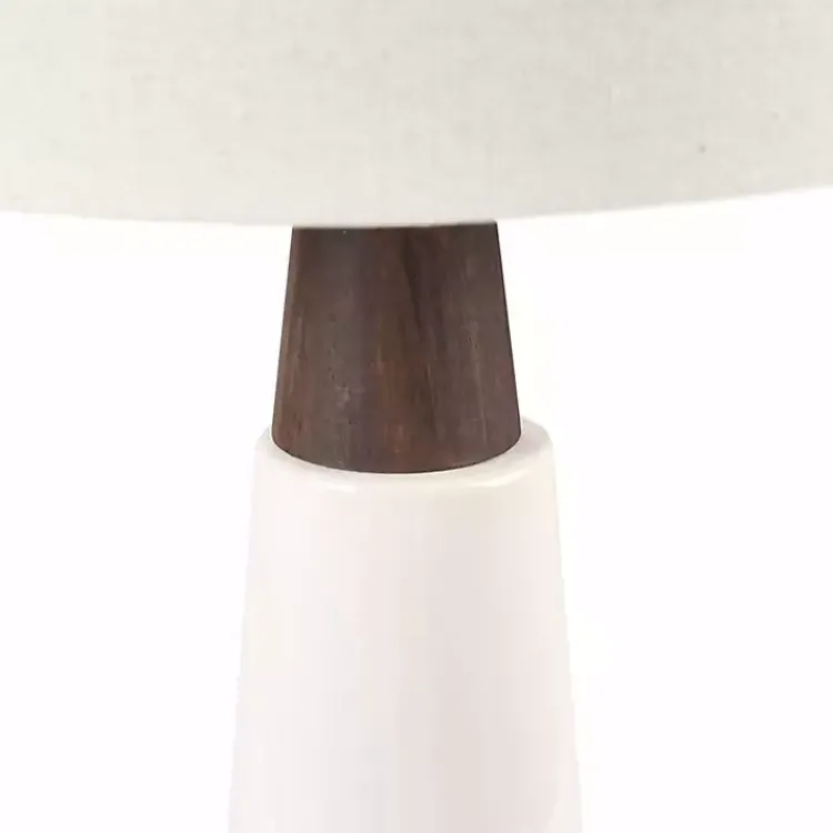 Table Lamps-Kirklands Home Ceramic and Wood Cone Table Lamp White