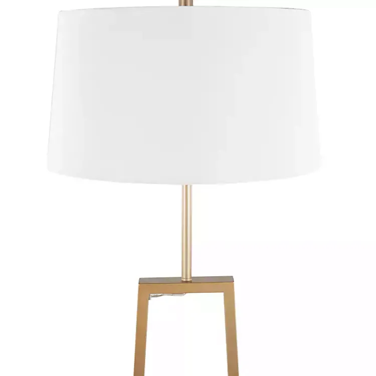 Floor Lamps-Kirklands Home Golden Triangle Marble Shelf Floor Lamp White