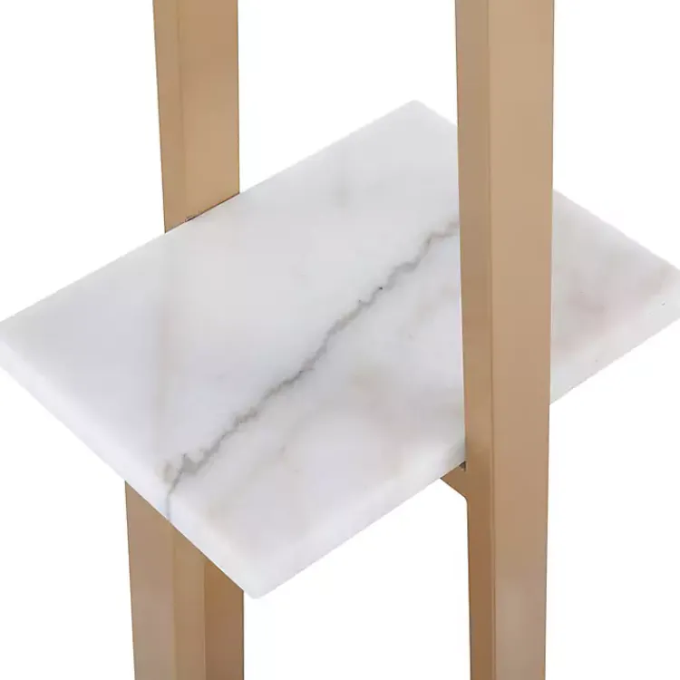 Floor Lamps-Kirklands Home Golden Triangle Marble Shelf Floor Lamp White