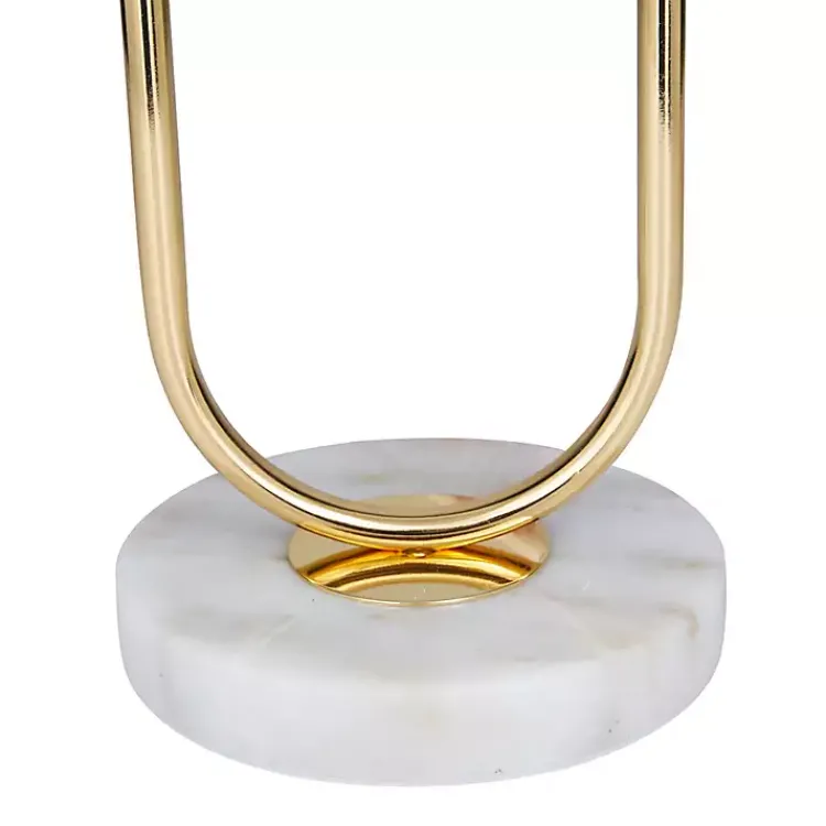 Table Lamps-Kirklands Home Metal Open Loop Stem White Round Table Lamp Gold