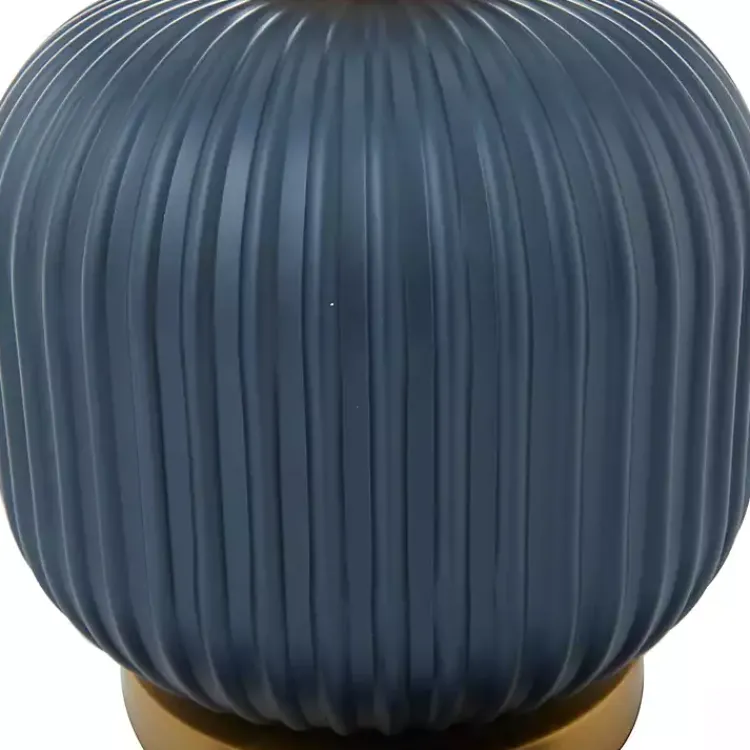 Table Lamps-Kirklands Home Glass Base Round Velvet Shade Table Lamp Blue