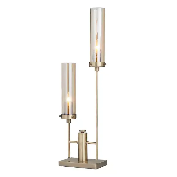 Table Lamps-Kirklands Home Metal Double Stem Table Lamp Gold