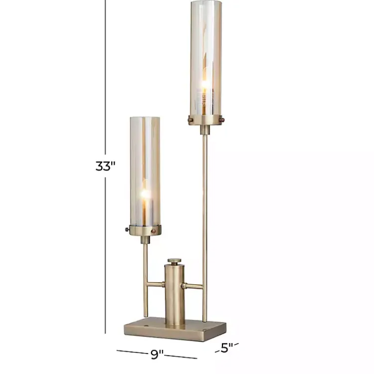 Table Lamps-Kirklands Home Metal Double Stem Table Lamp Gold
