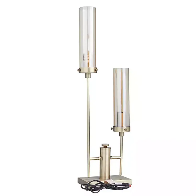 Table Lamps-Kirklands Home Metal Double Stem Table Lamp Gold