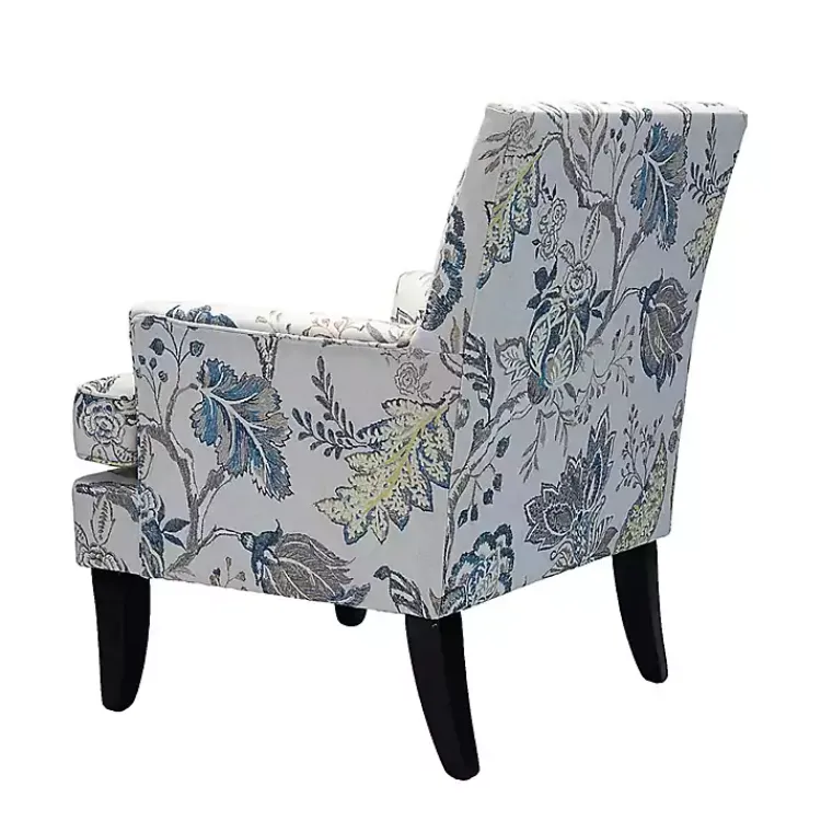 Accent Chairs-Kirklands Home Blue and Yellow Floral Upholstered Accent Chair
