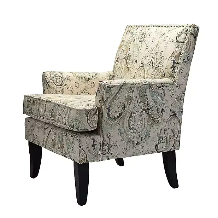 Accent Chairs-Kirklands Home Indigo and Yellow Floral Upholstered Accent Chair