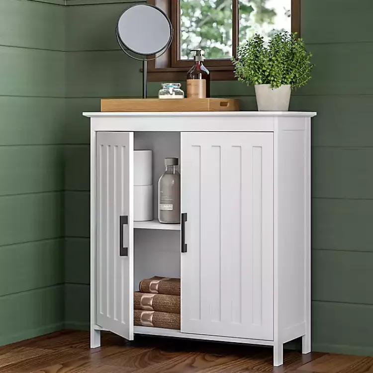 Bathroom Furniture-Kirklands Home Wood 2-Door Storage Cabinet White