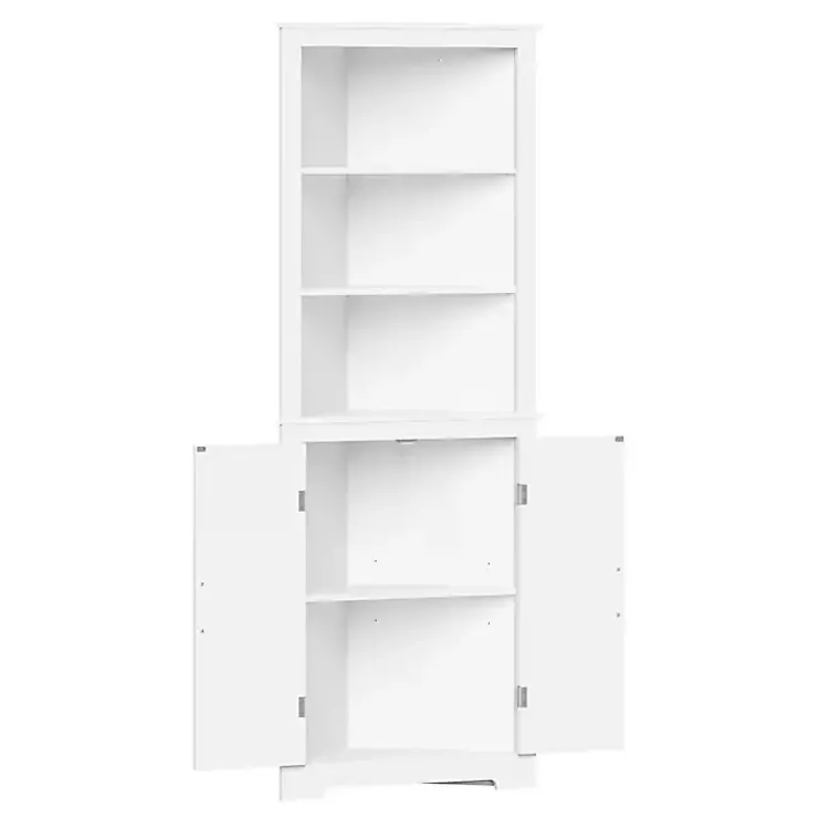 Bathroom Furniture-Kirklands Home Wood 2-Door Corner Storage Cabinet White