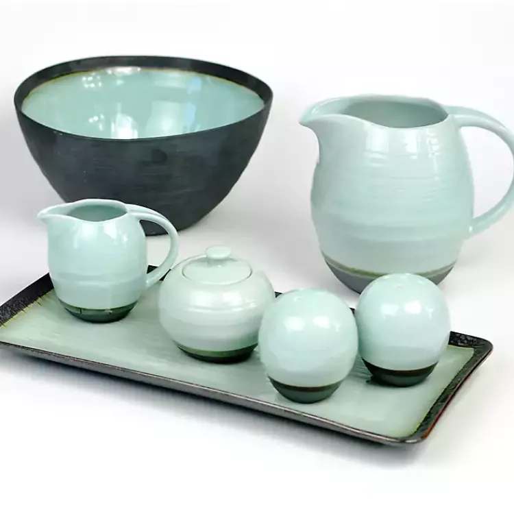 Serving & Entertaining-Kirklands Home Seafoam and Onyx Serving Pitcher