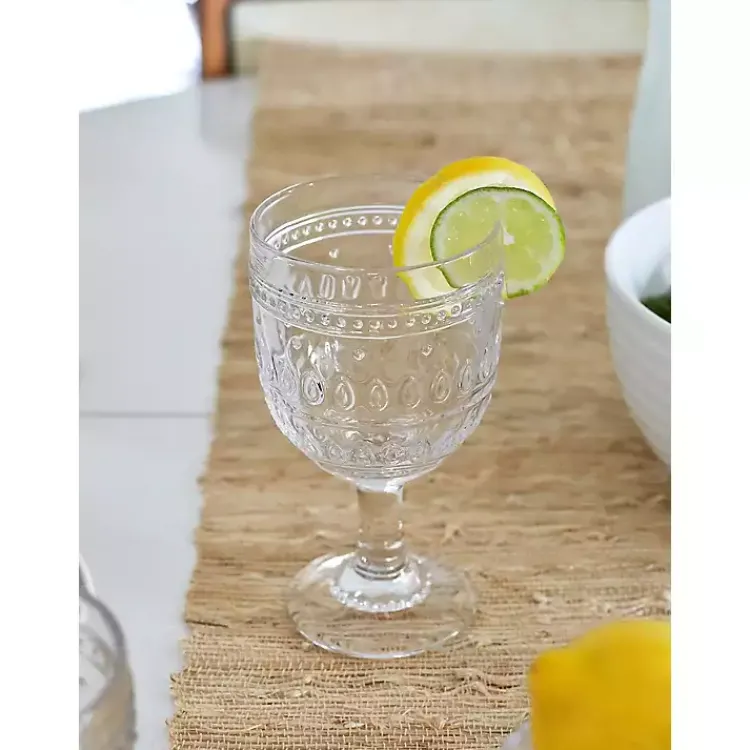 Glassware & Drinkware-Kirklands Home Textured Goblet Glasses, Set of 4 Clear