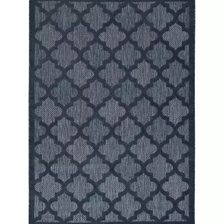 Outdoor Rugs-Kirklands Home Navy Trellis Indoor/Outdoor Area Rug, 6x9 Blue