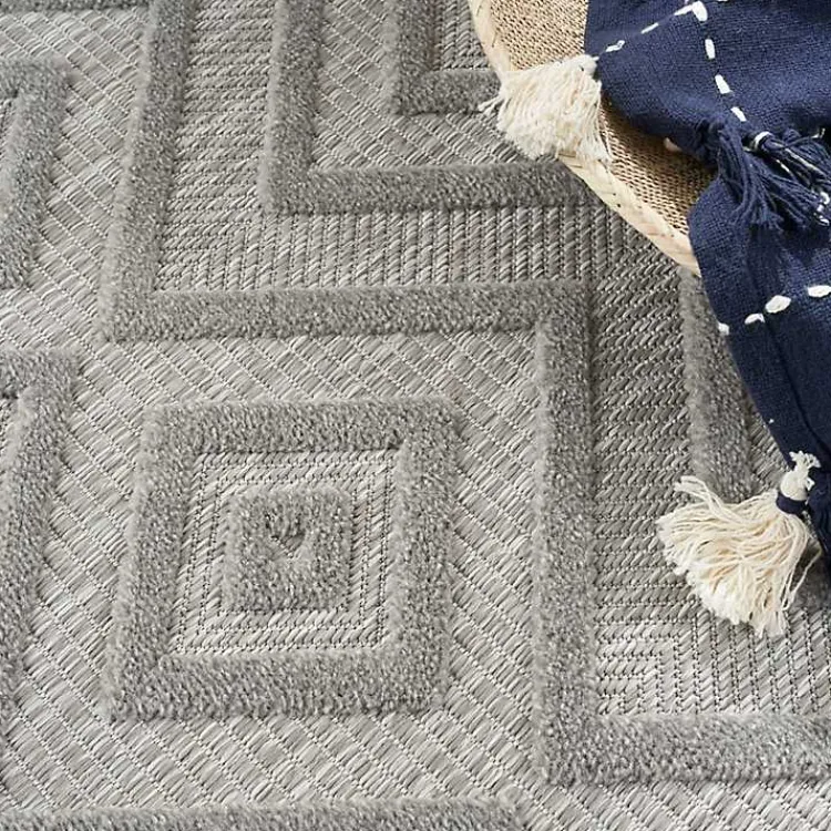Outdoor Rugs-Kirklands Home Gray Diamond Indoor/Outdoor Area Rug, 4x6 Silver