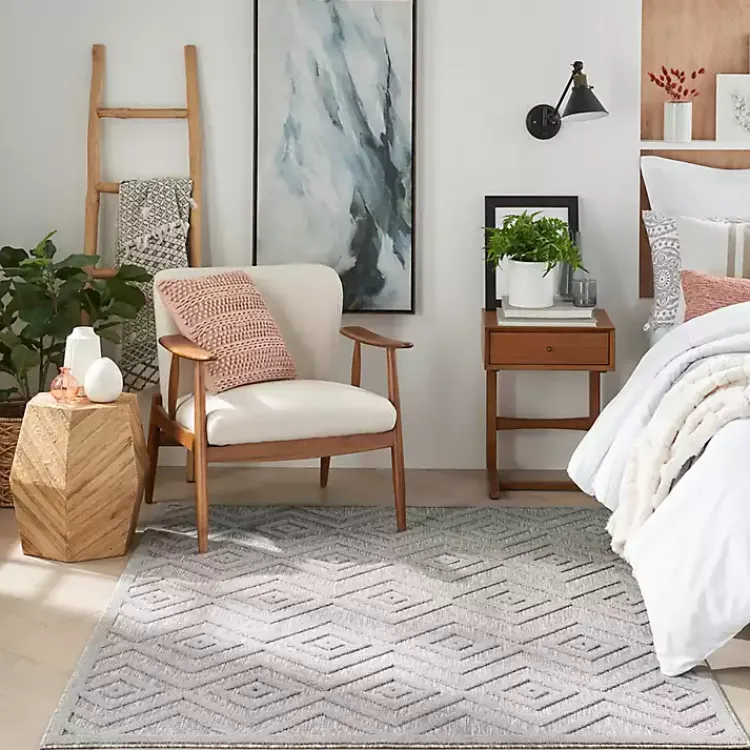 Outdoor Rugs-Kirklands Home Gray Diamond Indoor/Outdoor Area Rug, 4x6 Silver