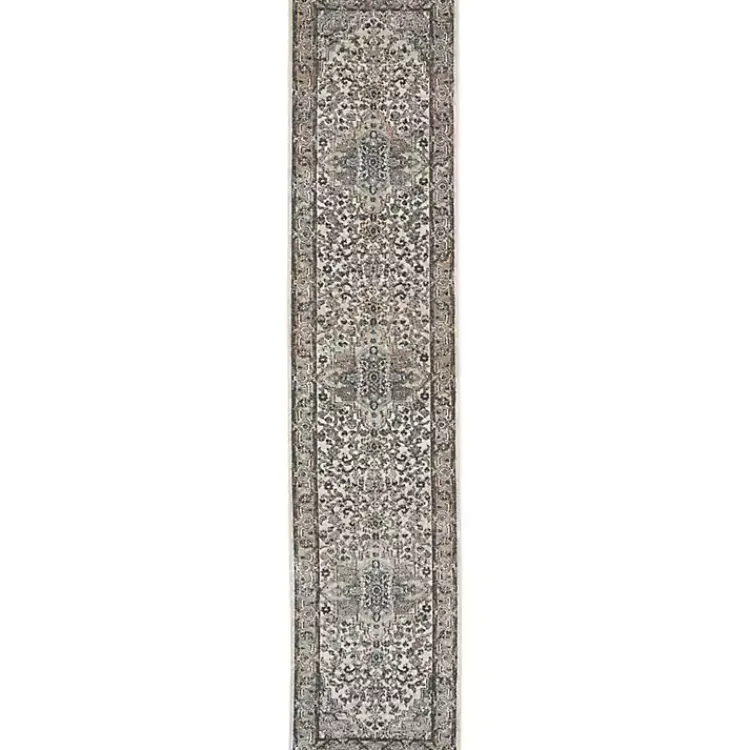Area Rugs-Kirklands Home and Ivory Nadia Medallion Runner, 2x10 Gray
