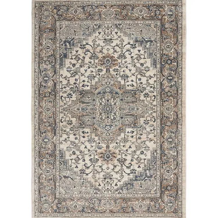 Area Rugs-Kirklands Home and Ivory Nadia Medallion Area Rug, 4x6 Gray