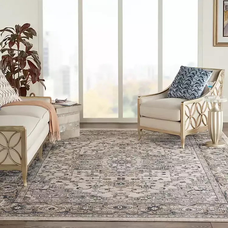 Area Rugs-Kirklands Home and Ivory Nadia Medallion Area Rug, 7x9 Gray