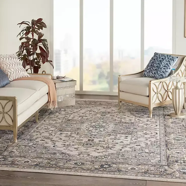 Area Rugs-Kirklands Home and Ivory Nadia Medallion Area Rug, 7x9 Gray