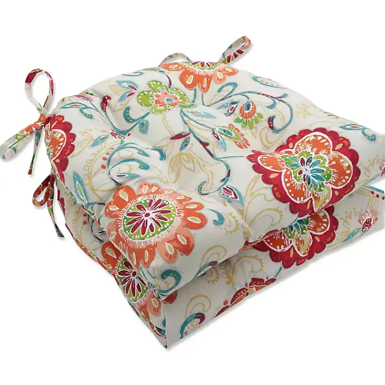 Outdoor Cushions & Pillows-Kirklands Home Lily Paisley Tufted Outdoor Seat Cushion, Set of 2