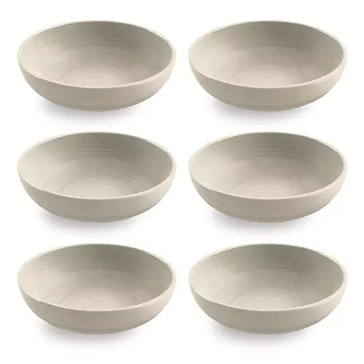 Outdoor Dining-Kirklands Home Natural Madden Melamine Low Bowls, Set of 6 Tan