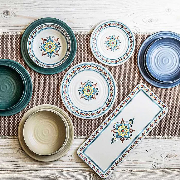 Outdoor Dining-Kirklands Home Natural Madden Melamine Low Bowls, Set of 6 Tan