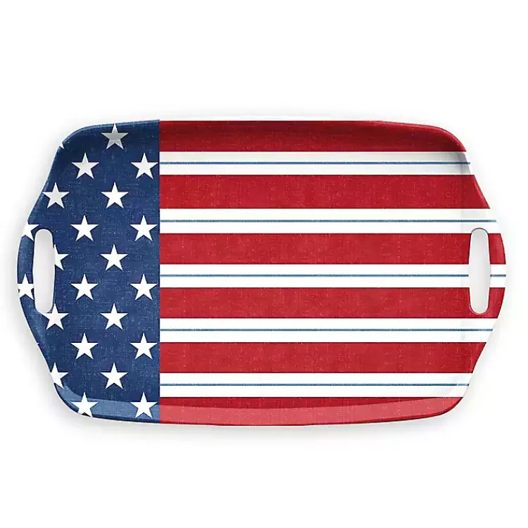 Outdoor Dining-Kirklands Home Stars and Stripes Melamine Serving Tray