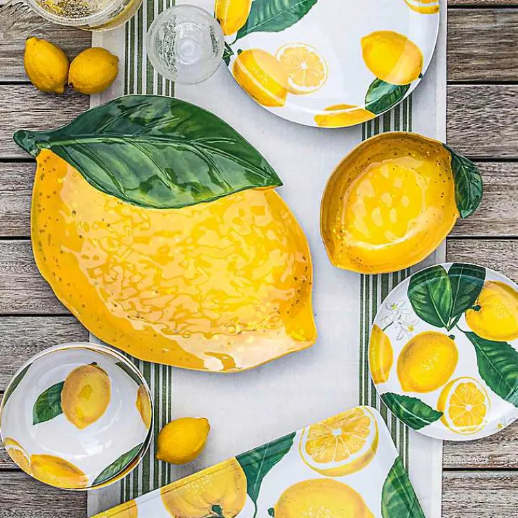 Outdoor Dining-Kirklands Home Lemon Melamine Serving Tray Yellow