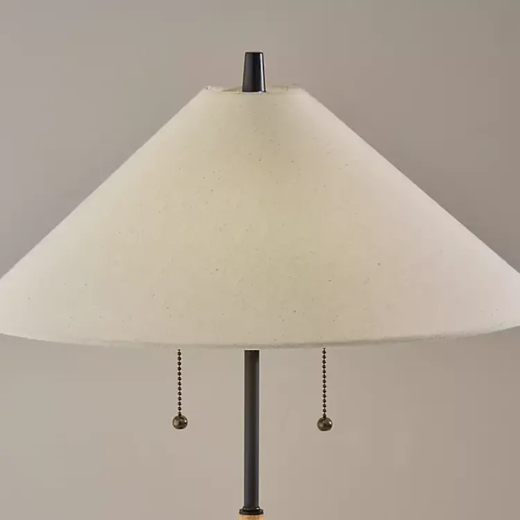 Table Lamps-Kirklands Home Natural Wood Flare Two-Bulb Table Lamp