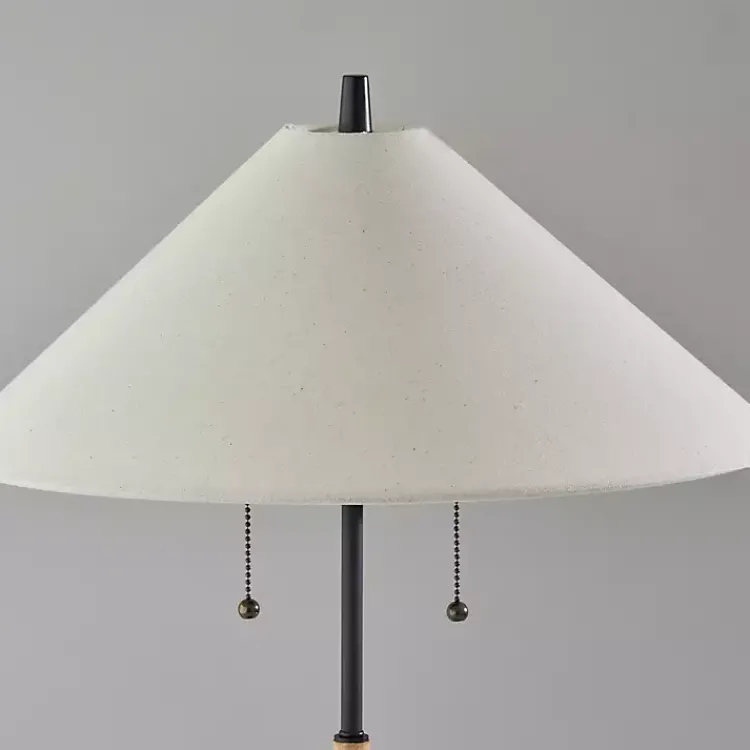 Table Lamps-Kirklands Home Natural Wood Flare Two-Bulb Table Lamp