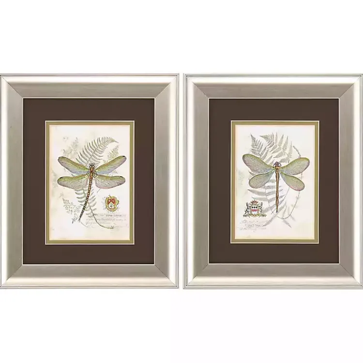 Framed Art-Kirklands Home Dragonfly Silver Framed Art Prints, Set of 2