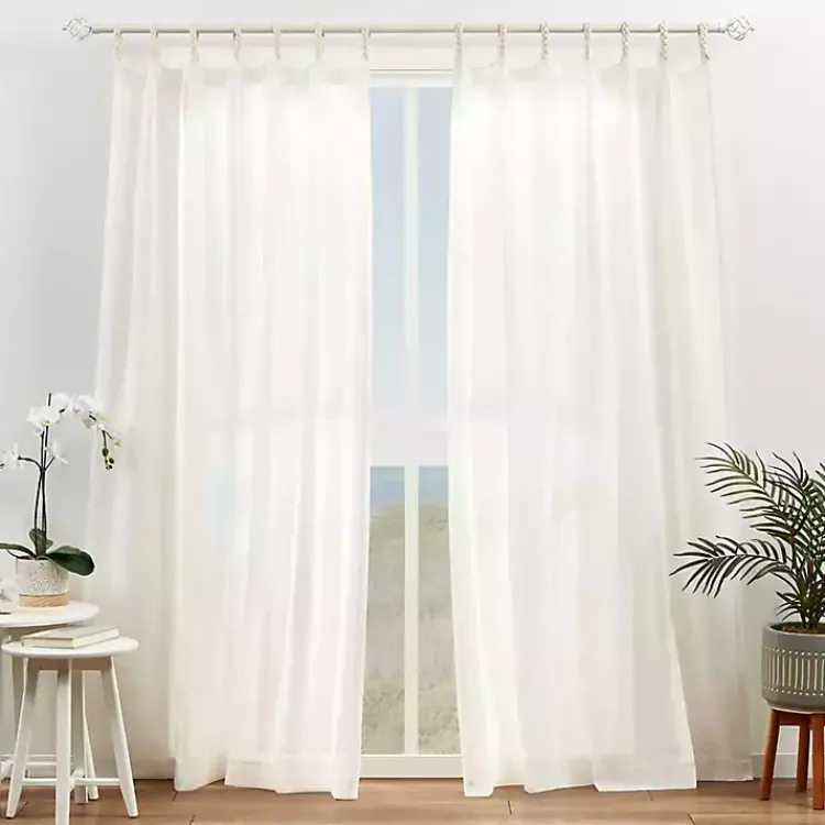 Curtains & Drapes-Kirklands Home Oatmeal Braided 2-pc. Curtain Panel Set, 96 in. Ivory