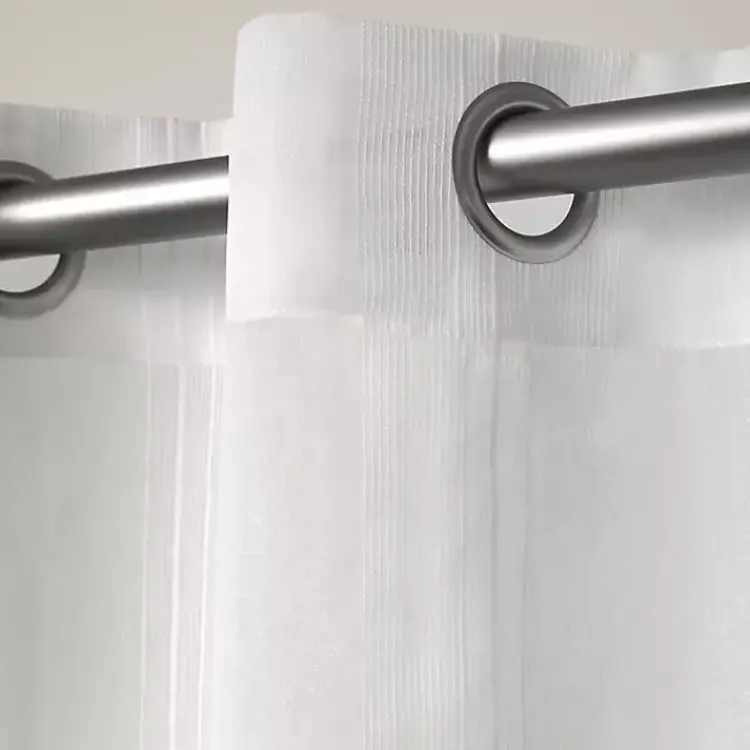 Curtains & Drapes-Kirklands Home Stripe Sheer Curtain Panel Set, 108 in. White