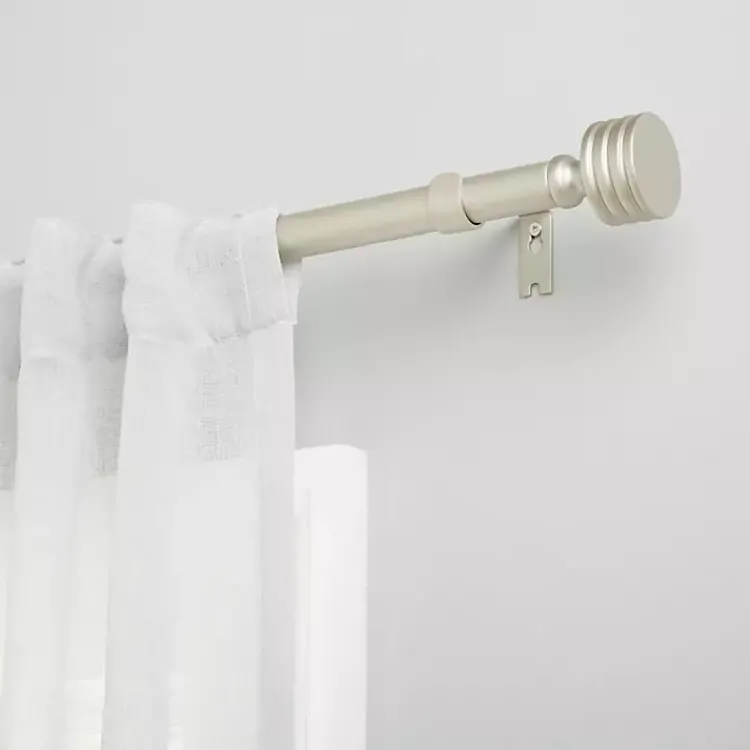 Curtain Rods & Hardware-Kirklands Home Matte Nickel Stacked Cylinder Curtain Rod, 120 in.
