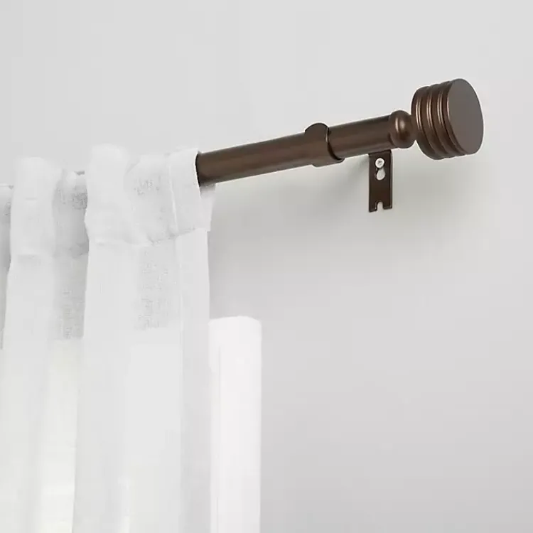 Curtain Rods & Hardware-Kirklands Home Bronze Stacked Cylinder Curtain Rod, 120 in.