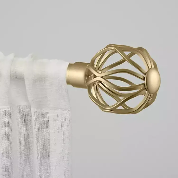 Curtain Rods & Hardware-Kirklands Home Gold Open Sphere Curtain Rod, 120 in.