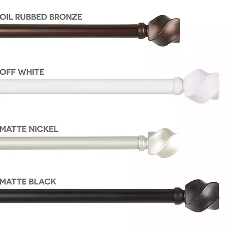 Curtain Rods & Hardware-Kirklands Home Matte Silver Modern Twist Curtain Rod, 120 in.
