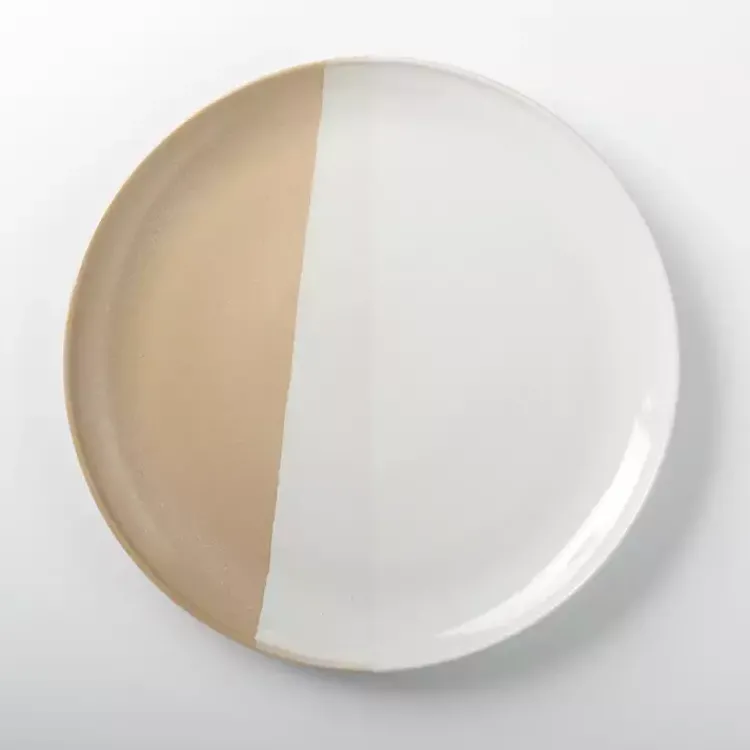 Dinnerware-Kirklands Home Tan Half Dipped Reactive Dinner Plate