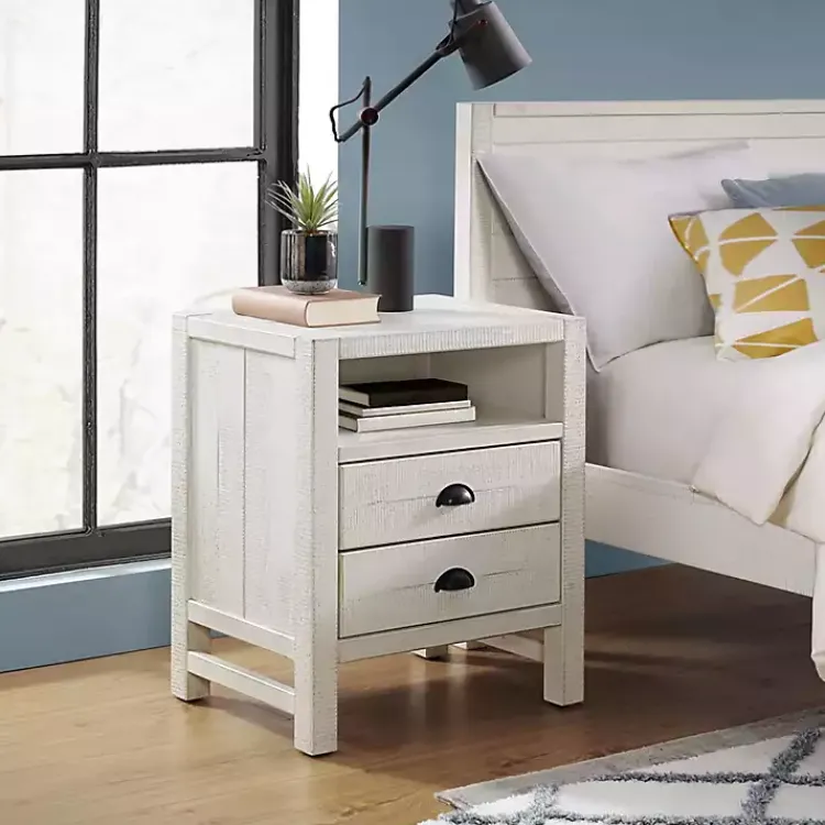 Nightstands-Kirklands Home Wood Open Shelf Nightstand White