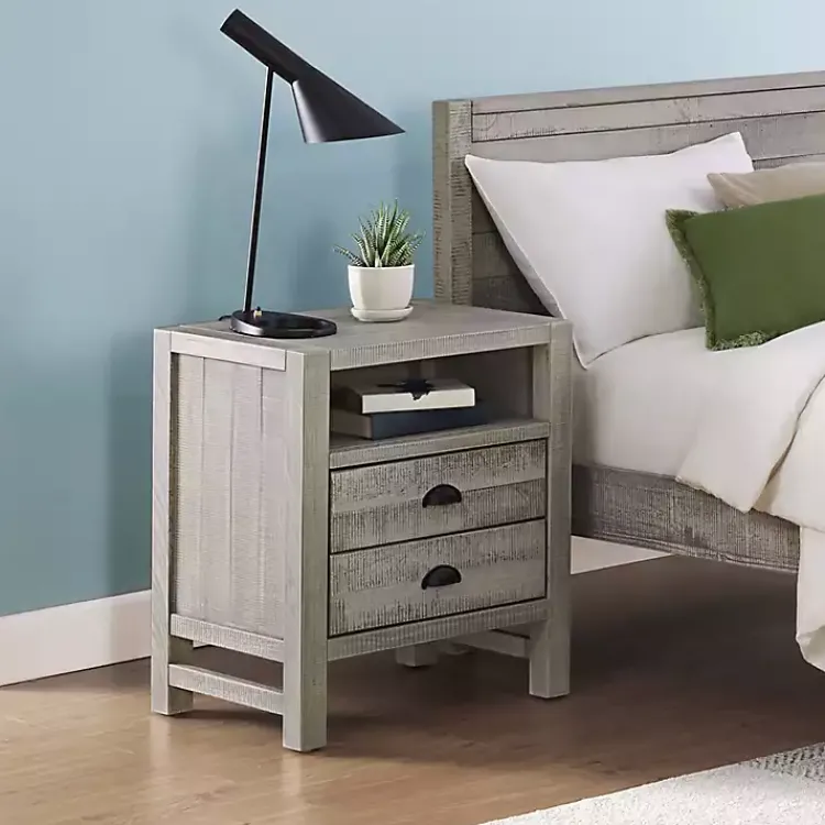 Nightstands-Kirklands Home Wood Open Shelf Nightstand Gray