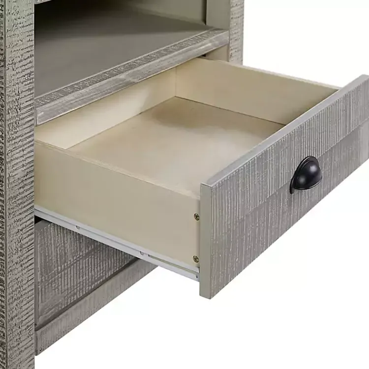 Nightstands-Kirklands Home Wood Open Shelf Nightstand Gray