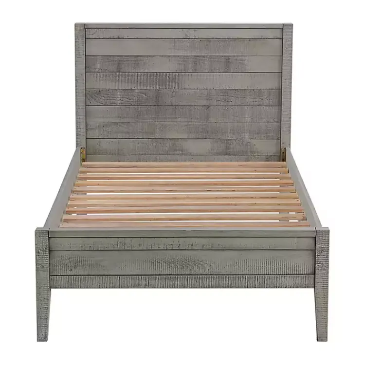 Beds & Headboards-Kirklands Home Rustic Gray Pine Panel Twin Bed Frame