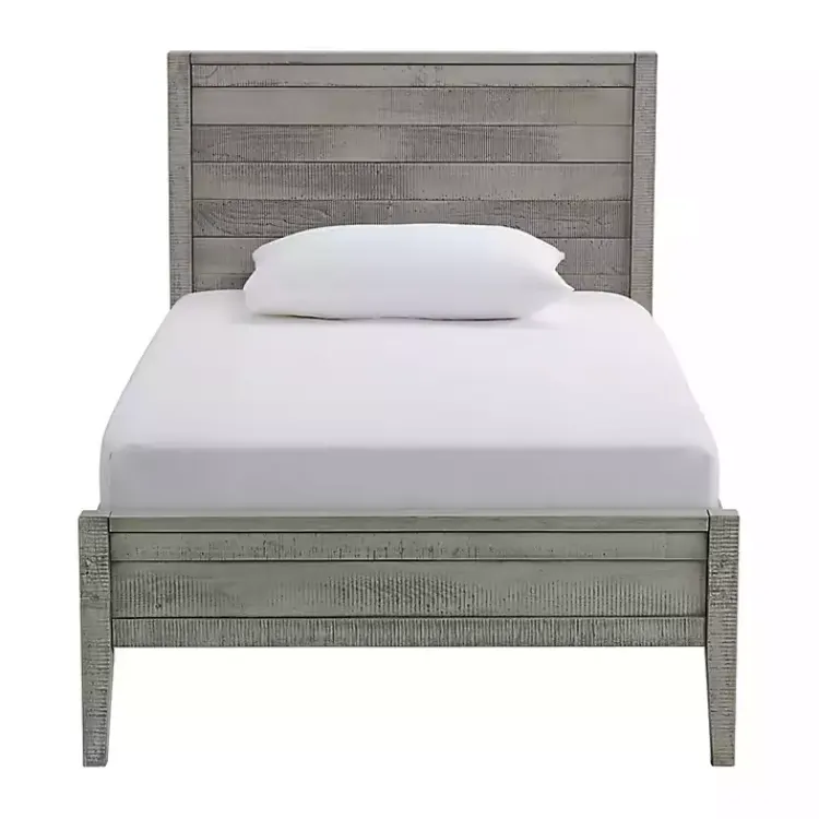 Beds & Headboards-Kirklands Home Rustic Gray Pine Panel Twin Bed Frame