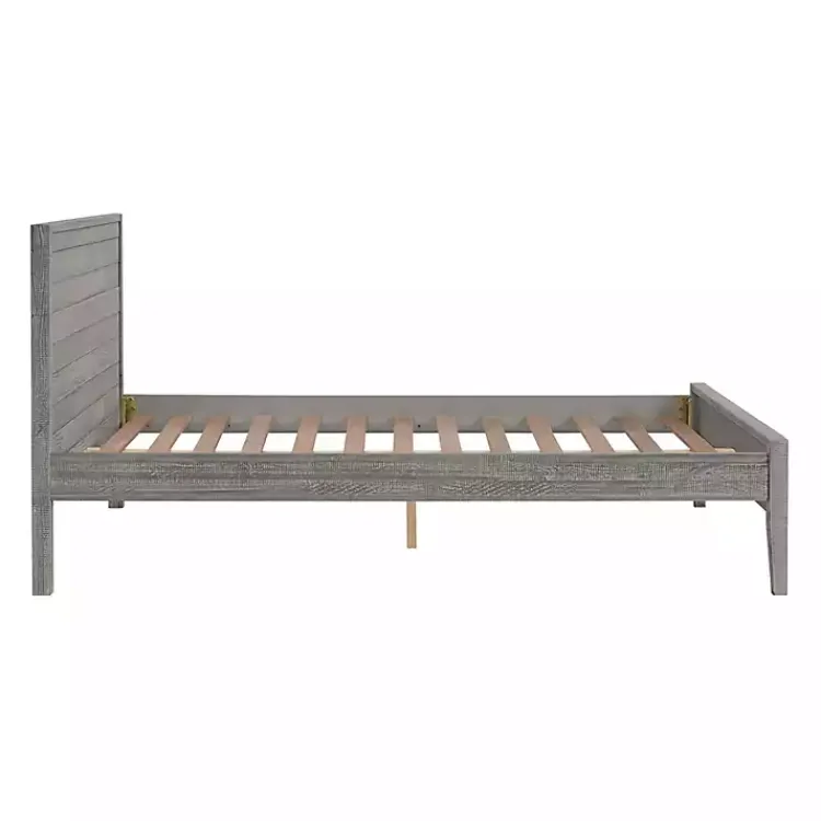 Beds & Headboards-Kirklands Home Rustic Smoke Wood Panel Full Bed Frame Gray