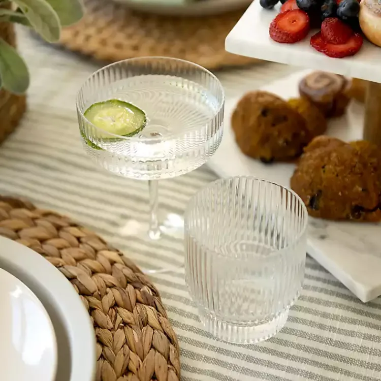 Glassware & Drinkware-Kirklands Home Linear Ribbed Coupe Glass Clear