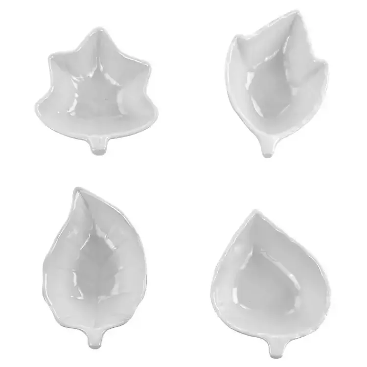 Serving & Entertaining-Kirklands Home Martha Stewart Ceramic Leaf Dishes, Set of 4 White