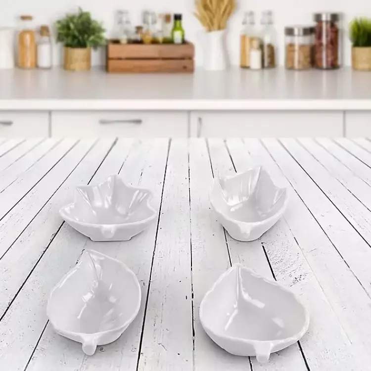 Serving & Entertaining-Kirklands Home Martha Stewart Ceramic Leaf Dishes, Set of 4 White