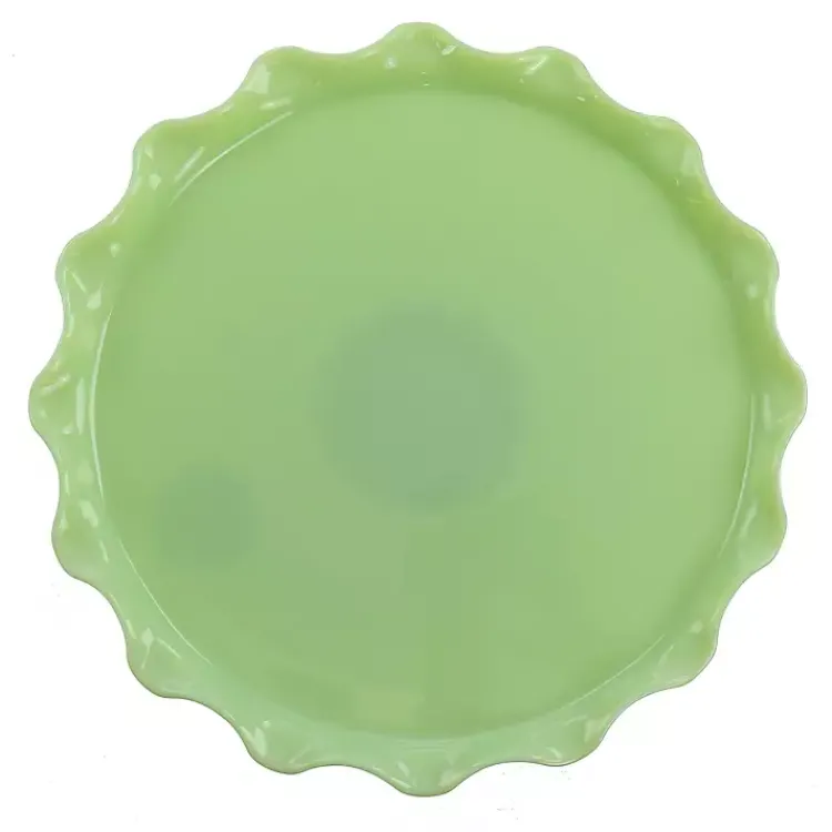 Serving & Entertaining-Kirklands Home Jadeite Glass Martha Stewart Scalloped Cake Stand Green