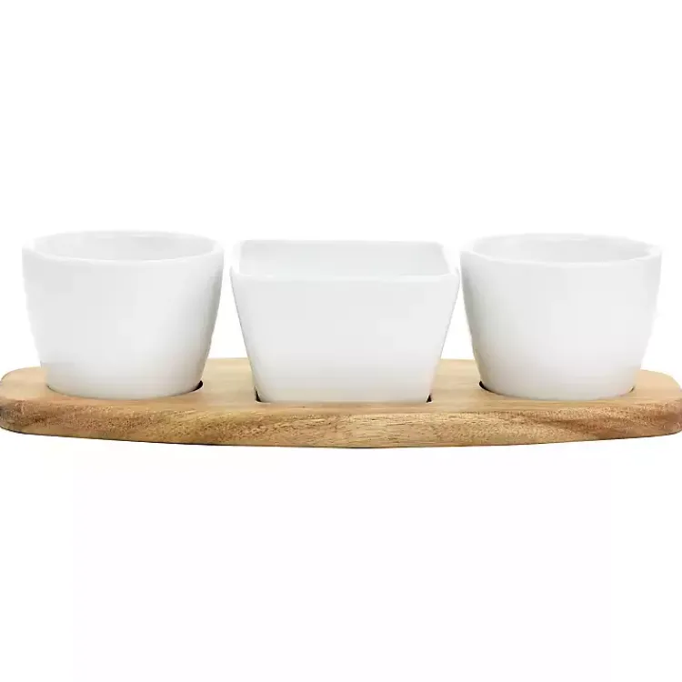 Serving & Entertaining-Kirklands Home White Acacia Wood Base 4-pc. Tidbit Dish Set